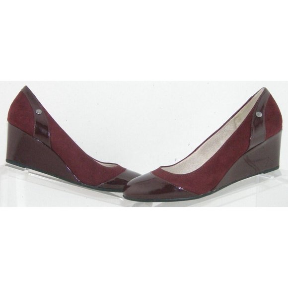 Lifestride Dreams burgundy man made almond toe slip on wedge heels 8M 38 - Picture 9 of 10